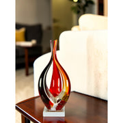Dale Tiffany Phoenix Flame Handcrafted Art Glass Sculpture | Amber and Black Flame Design | Mantel & Shelf Display | 5.5 x 5.5 x 11.75 in | Model AS26057
