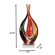 Dale Tiffany Phoenix Flame Handcrafted Art Glass Sculpture | Amber and Black Flame Design | Mantel & Shelf Display | 5.5 x 5.5 x 11.75 in | Model AS26057