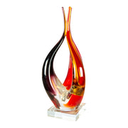 Dale Tiffany Phoenix Flame Handcrafted Art Glass Sculpture | Amber and Black Flame Design | Mantel & Shelf Display | 5.5 x 5.5 x 11.75 in | Model AS26057