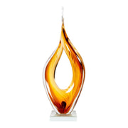 Dale Tiffany Golden Flame Handcrafted Art Glass Sculpture | Golden Amber Art Glass | Mantel & Console Display | 4 x 7 x 17 in | Model AS26058