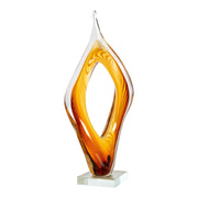 Dale Tiffany Golden Flame Handcrafted Art Glass Sculpture | Golden Amber Art Glass | Mantel & Console Display | 4 x 7 x 17 in | Model AS26058