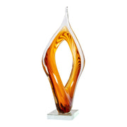 Dale Tiffany Golden Flame Handcrafted Art Glass Sculpture | Golden Amber Art Glass | Mantel & Console Display | 4 x 7 x 17 in | Model AS26058