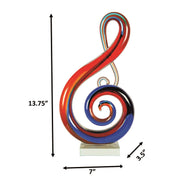 Dale Tiffany Virtuoso Handcrafted Art Glass Sculpture | Multi-Color Scroll Design | Mantel & Shelf Display | 3.5 x 7 x 13.75 in | Model AS26060