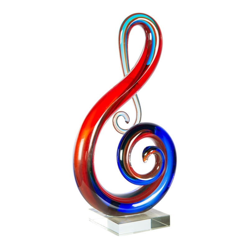 Dale Tiffany Virtuoso Handcrafted Art Glass Sculpture | Multi-Color Scroll Design | Mantel & Shelf Display | 3.5 x 7 x 13.75 in | Model AS26060