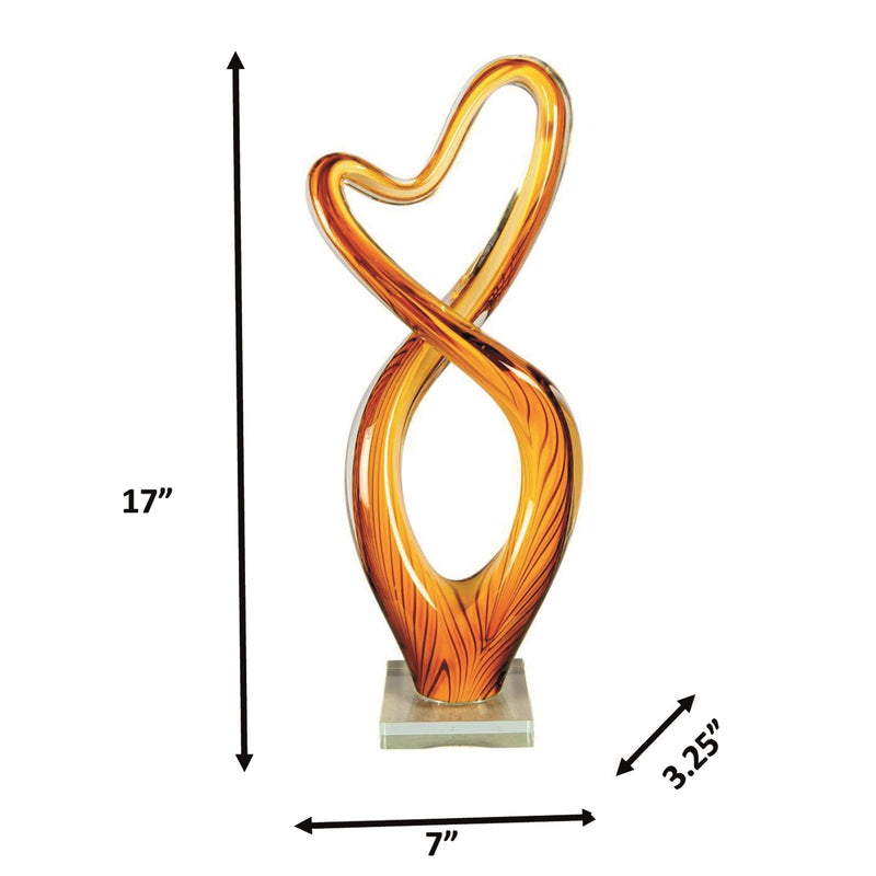 Dale Tiffany Golden Infinity Handcrafted Art Glass Sculpture | Golden Amber Art Glass | Mantel & Console Display | 3.25 x 7 x 17 in | Model AS26061