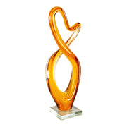 Dale Tiffany Golden Infinity Handcrafted Art Glass Sculpture | Golden Amber Art Glass | Mantel & Console Display | 3.25 x 7 x 17 in | Model AS26061