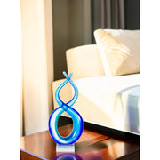 Dale Tiffany Endless Ocean Handcrafted Art Glass Sculpture | Cobalt Blue Infinity Design | Mantel & Console Display | 3.25 x 4.25 x 9.5 in | Model AS26064