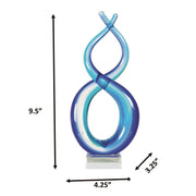 Dale Tiffany Endless Ocean Handcrafted Art Glass Sculpture | Cobalt Blue Infinity Design | Mantel & Console Display | 3.25 x 4.25 x 9.5 in | Model AS26064