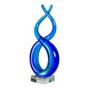 Dale Tiffany Endless Ocean Handcrafted Art Glass Sculpture | Cobalt Blue Infinity Design | Mantel & Console Display | 3.25 x 4.25 x 9.5 in | Model AS26064
