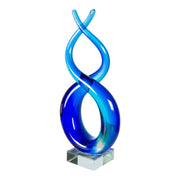 Dale Tiffany Endless Ocean Handcrafted Art Glass Sculpture | Cobalt Blue Infinity Design | Mantel & Console Display | 3.25 x 4.25 x 9.5 in | Model AS26064