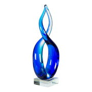 Dale Tiffany Endless Ocean Handcrafted Art Glass Sculpture | Cobalt Blue Infinity Design | Mantel & Console Display | 3.25 x 4.25 x 9.5 in | Model AS26064