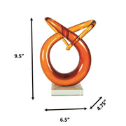 Dale Tiffany Amber Orbit Handcrafted Art Glass Sculpture | Contemporary Amber Tones | Bookshelf & Mantel Display | 4.75 x 6.5 x 9.5 in | Model AS26074