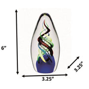 Dale Tiffany Celestial Flame Handcrafted Art Glass Sculpture | Swirling Multi-Color Ribbons | Bookshelf & Desk Display | 3.25 x 3.25 x 6 in | Model AS26075