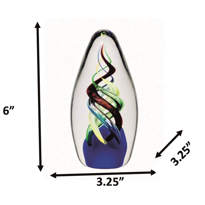 Dale Tiffany Celestial Flame Handcrafted Art Glass Sculpture | Swirling Multi-Color Ribbons | Bookshelf & Desk Display | 3.25 x 3.25 x 6 in | Model AS26075