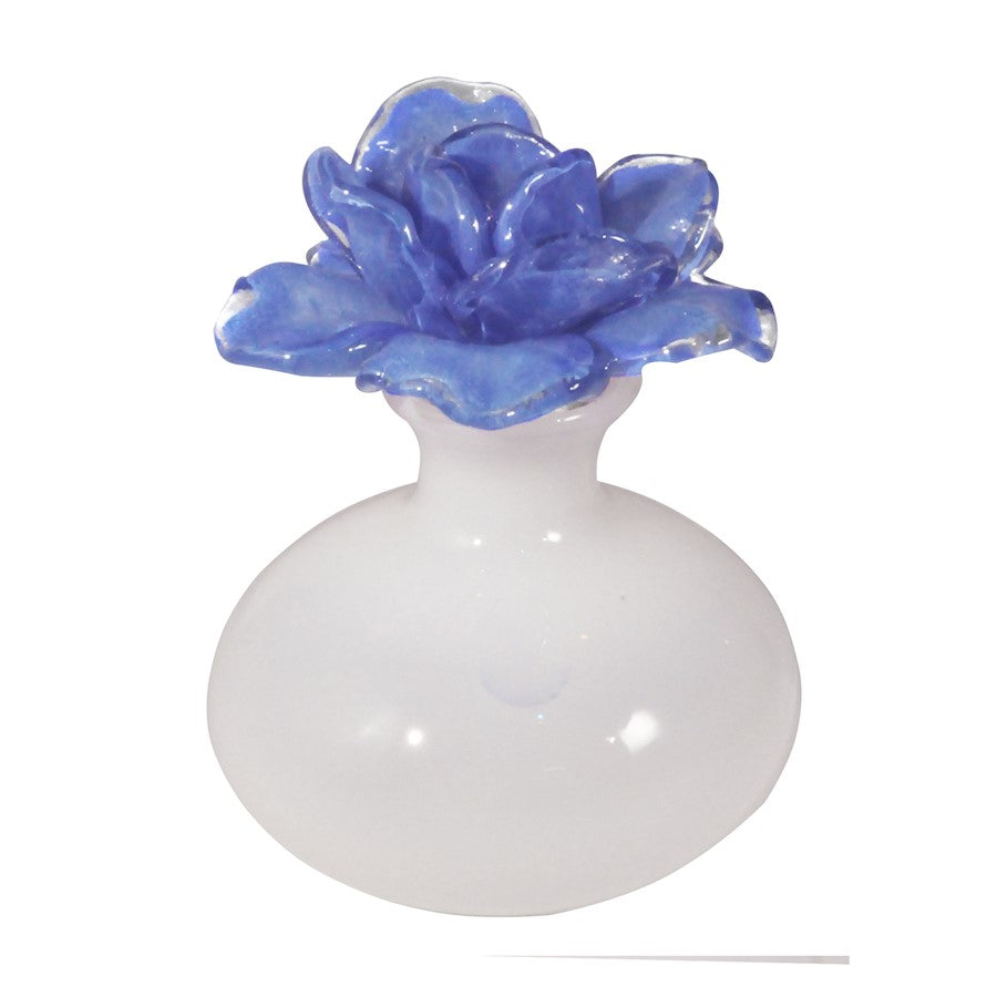 Dale Tiffany Blue Rose Hand Blown Art Glass Perfume Bottle
