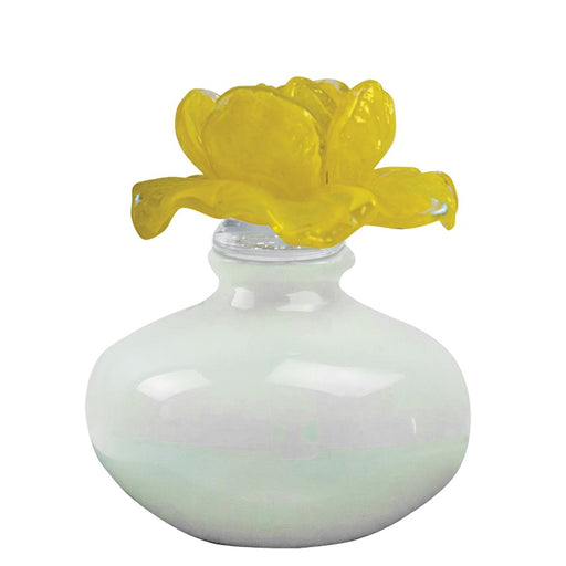 Dale Tiffany Yellow Rose Hand Blown Art Glass Perfume Bottle
