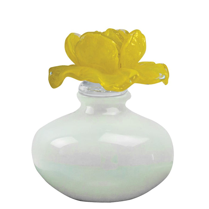 Dale Tiffany Yellow Rose Hand Blown Art Glass Perfume Bottle