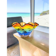 Dale Tiffany Rainbow Reef Hand Blown Art Glass Vase | Vivid Ocean-Inspired Multi-Color | Dining Table & Entryway Centerpiece | 15.25in | Model AV26030