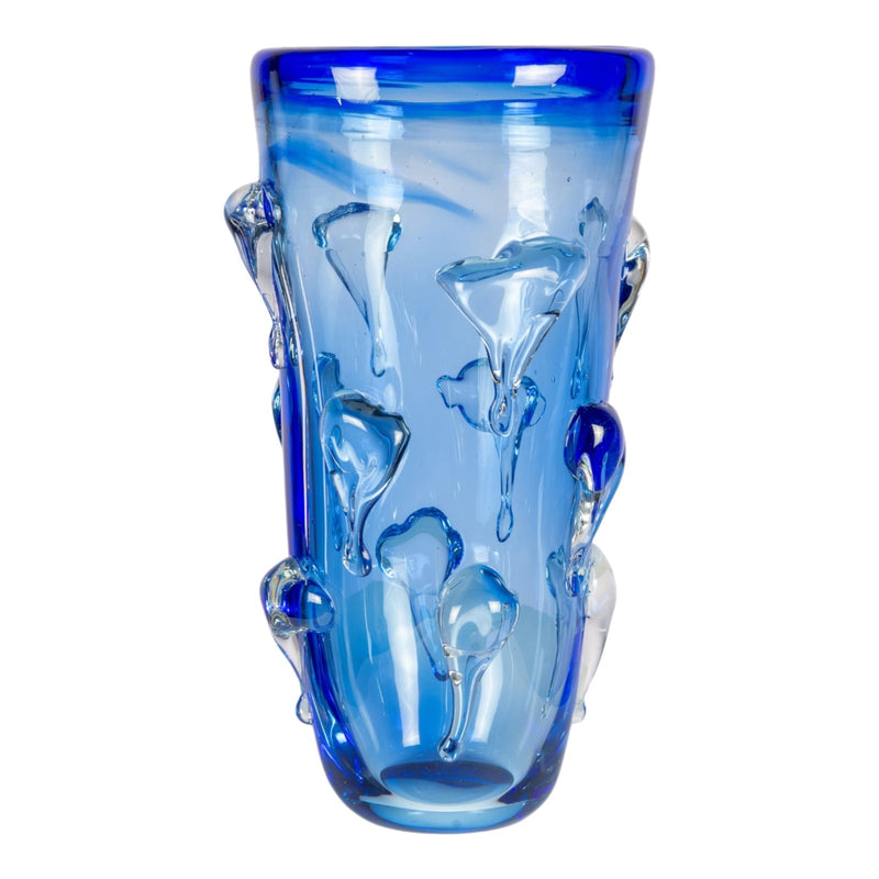 Dale Tiffany Blue Mayera 13.75in Hand Blown Art Glass Vase | Sapphire Blue Freeform Silhouette | Living Room & Entryway Accent | 7 x7in | Model AV26048