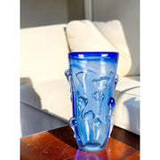 Dale Tiffany Blue Mayera 13.75in Hand Blown Art Glass Vase | Sapphire Blue Freeform Silhouette | Living Room & Entryway Accent | 7 x7in | Model AV26048