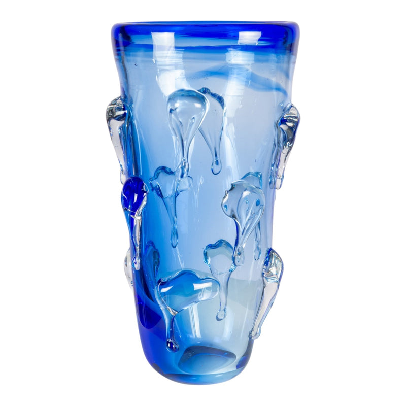 Dale Tiffany Blue Mayera 13.75in Hand Blown Art Glass Vase | Sapphire Blue Freeform Silhouette | Living Room & Entryway Accent | 7 x7in | Model AV26048