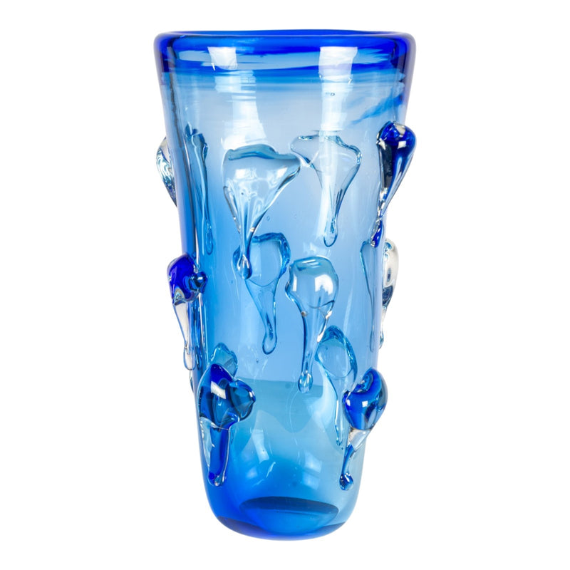 Dale Tiffany Blue Mayera 13.75in Hand Blown Art Glass Vase | Sapphire Blue Freeform Silhouette | Living Room & Entryway Accent | 7 x7in | Model AV26048
