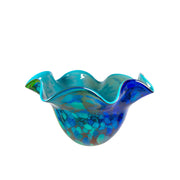 Dale Tiffany Orsini 16in Hand Blown Art Glass Vase | Wide Bowl Blue and Green Swirls | Dining Room & Living Room Centerpiece | 15.75in | Model AV26054
