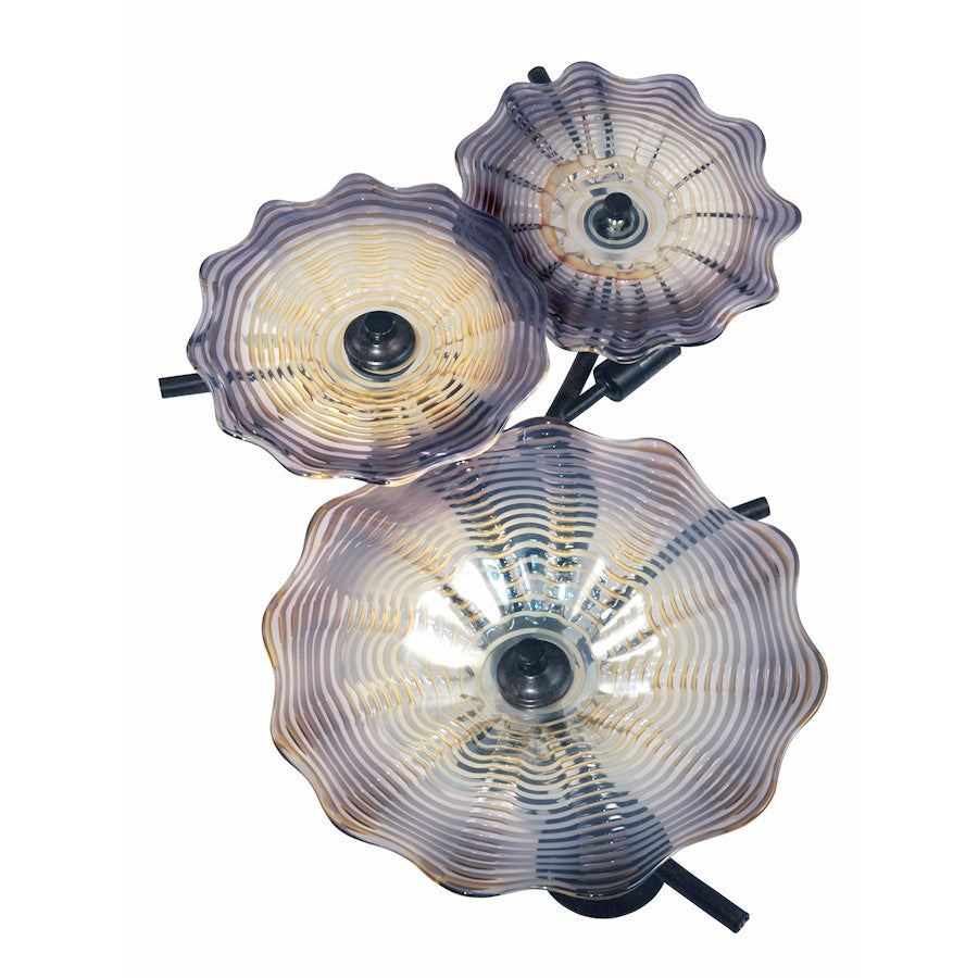 Dale Tiffany Impasto 3 PC Hand Blown Art Glass Wall Light, Bronze