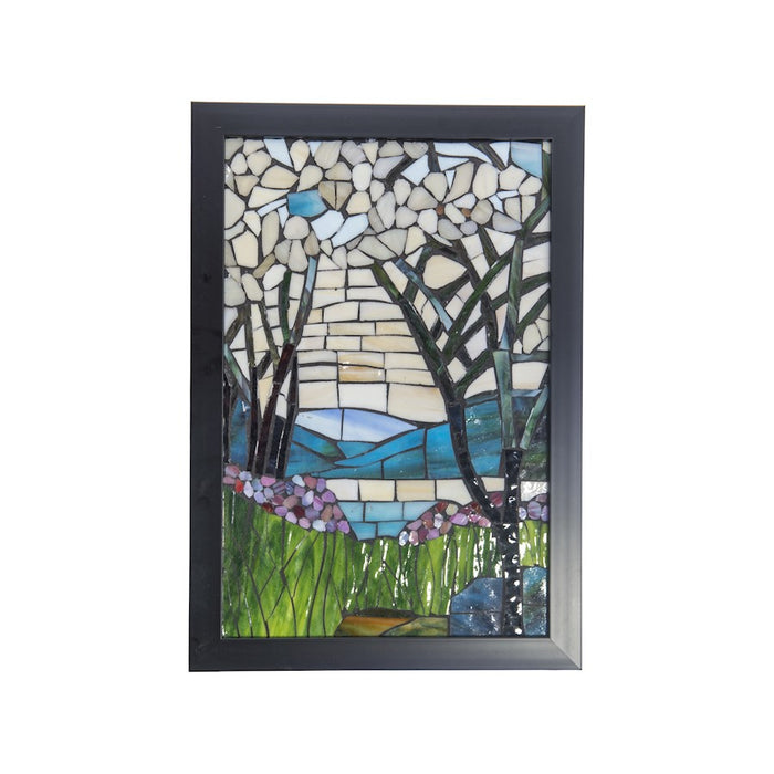 Dale Tiffany Magnolia Iris Mosaic Art Glass Wall Panel