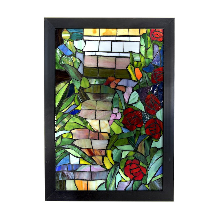 Dale Tiffany Floral Mosaic Art Glass Wall Panel