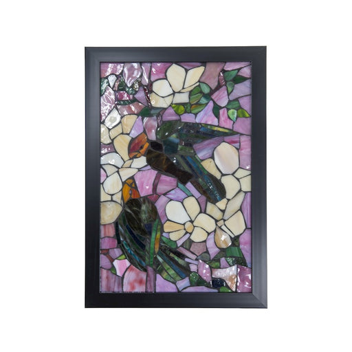 Dale Tiffany Parrots Mosaic Art Glass Wall Panel