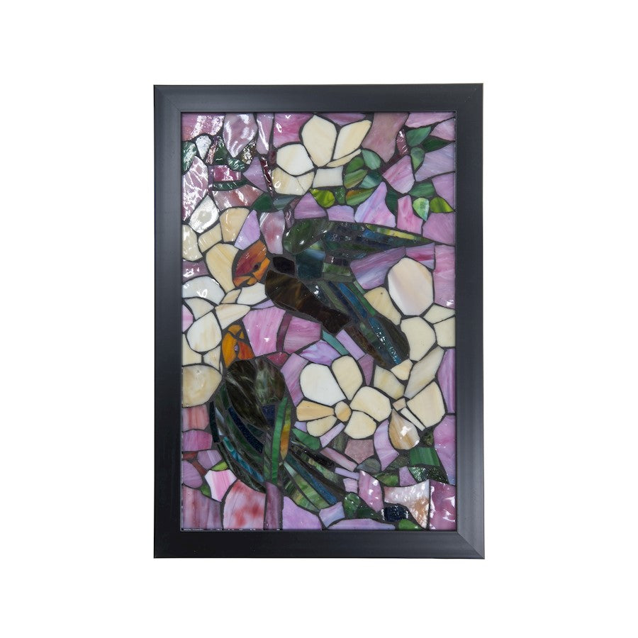 Dale Tiffany Parrots Mosaic Art Glass Wall Panel