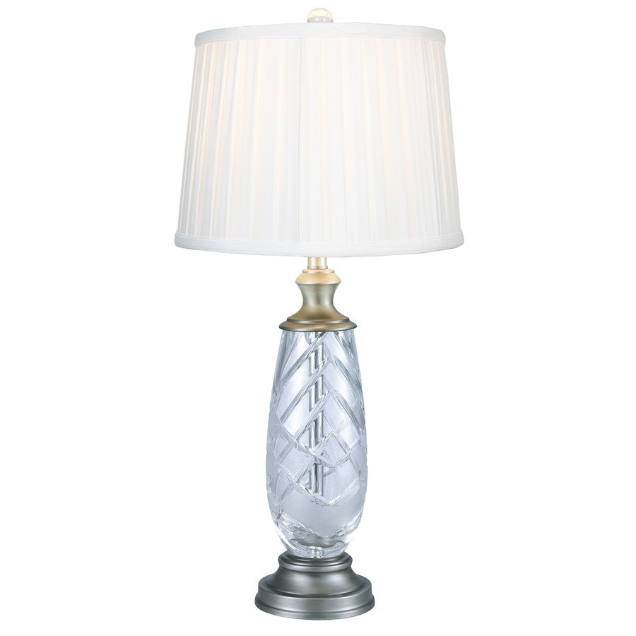 Dale Tiffany Lake Butler 24% Lead Crystal Table Lamp, Antique Nickel