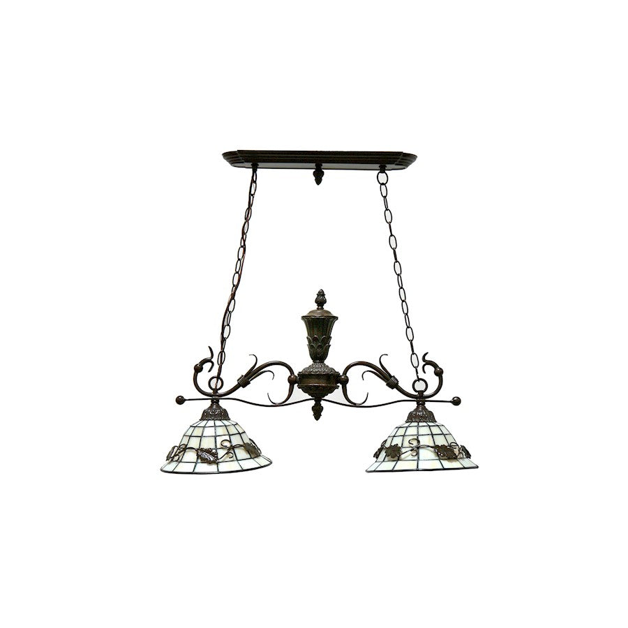 Dale Tiffany Savanna 2-Light Tiffany Island Fixture, Antique Bronze