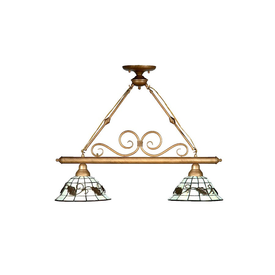 Dale Tiffany Dario 2 Light Tiffany Island Fixture, Antique Gold