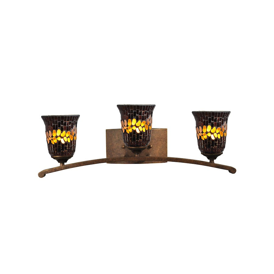 Dale Tiffany Albion 3 Light Mosaic Vanity Light, Golden Antique Bronze