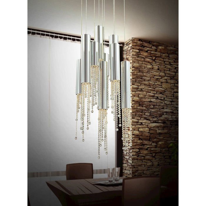 Eurofase Groove Pendant, Chrome/Clear