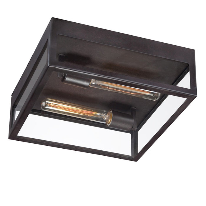 Eurofase Retto 2-Light Outdoor Flushmount, Bronze/Clear
