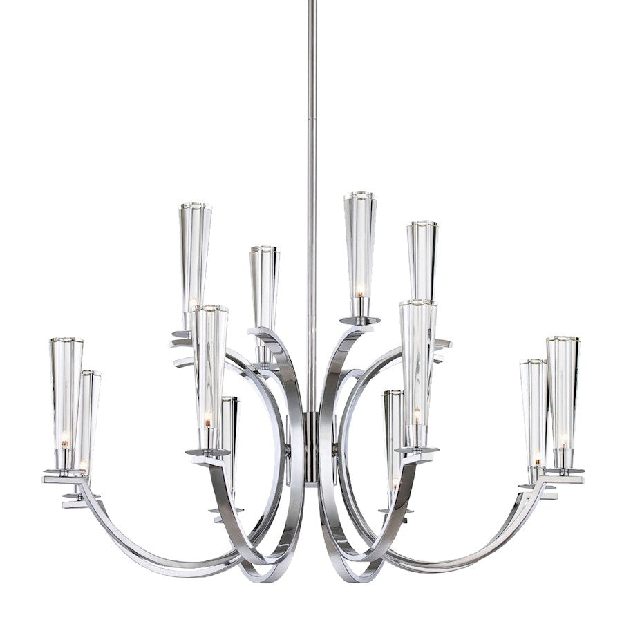 Eurofase Cromo Chandelier, Polished Chrome/Clear