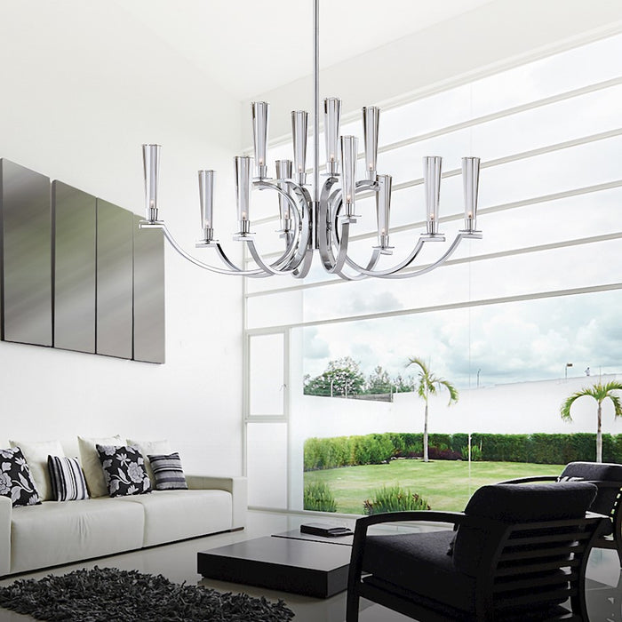Eurofase Cromo Chandelier, Polished Chrome/Clear