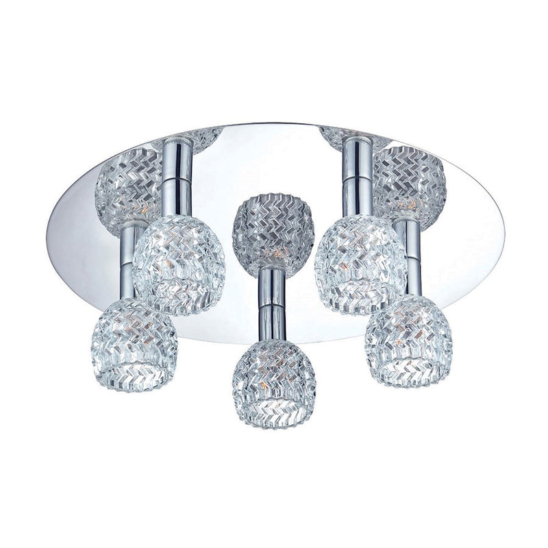 Eurofase Wave 5-Light Flushmount, Chrome/Clear