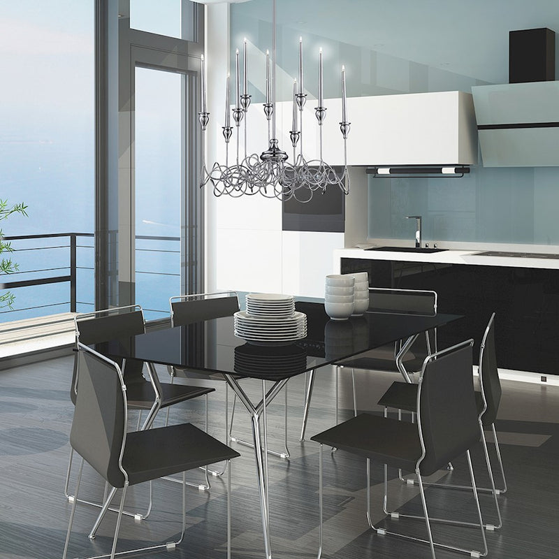 Eurofase Candela 9-Light Chandelier, Chrome