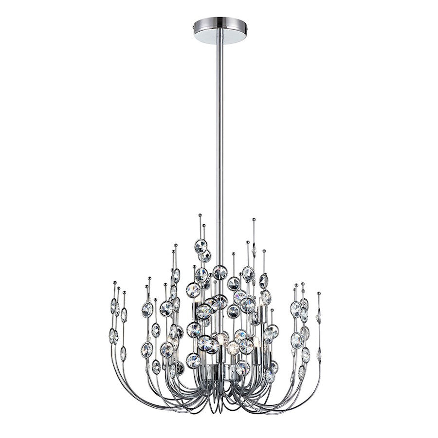 Eurofase Vice Chandelier, Chrome/Clear