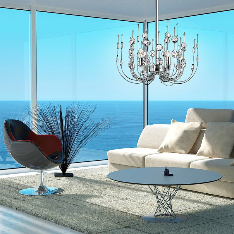 Eurofase Vice Chandelier, Chrome/Clear