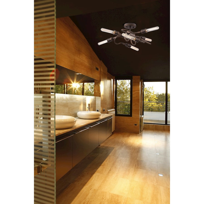 Eurofase Briggs Chandelier, Oil Rubbed Bronze/White