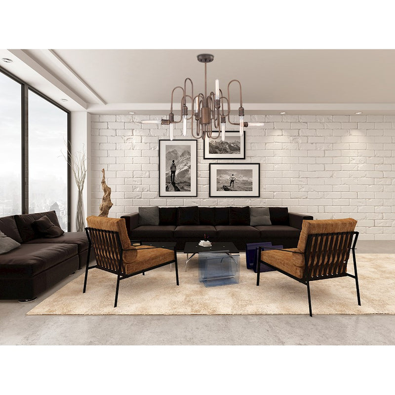 Eurofase Briggs Chandelier, Oil Rubbed Bronze/White