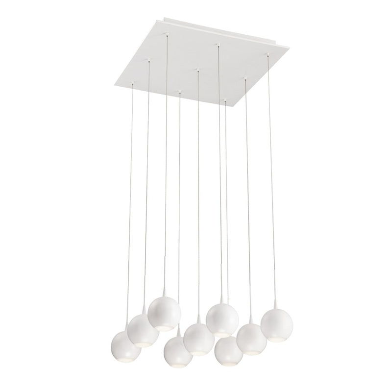 Eurofase Patruno 9-Light LED Chandelier, Matte White/Frosted