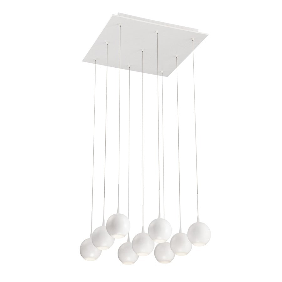Eurofase Patruno 9-Light LED Chandelier, Matte White/Frosted