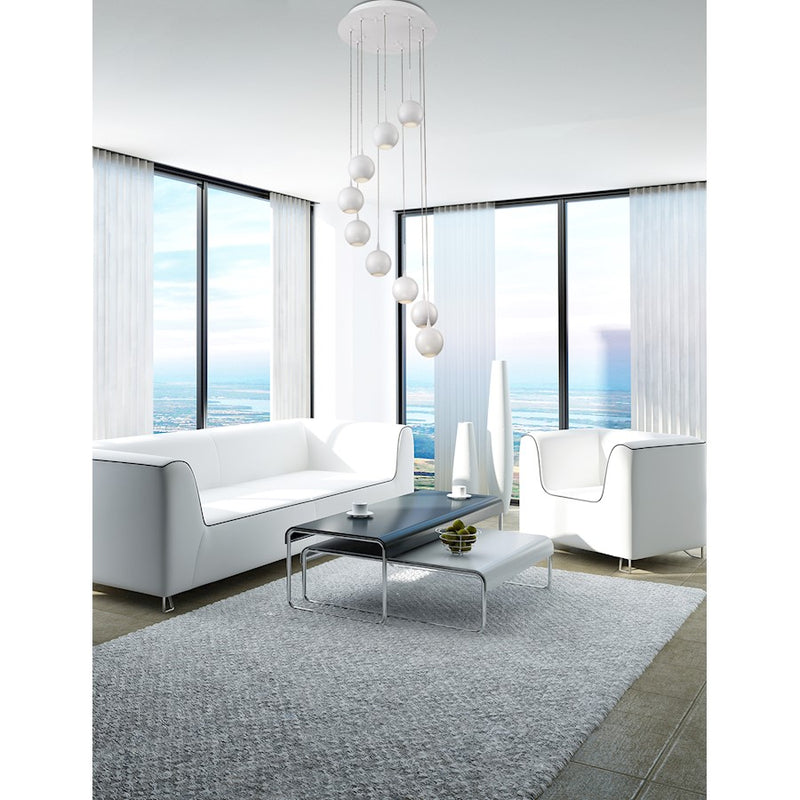 Eurofase Patruno 9-Light LED Chandelier, Matte White/Frosted