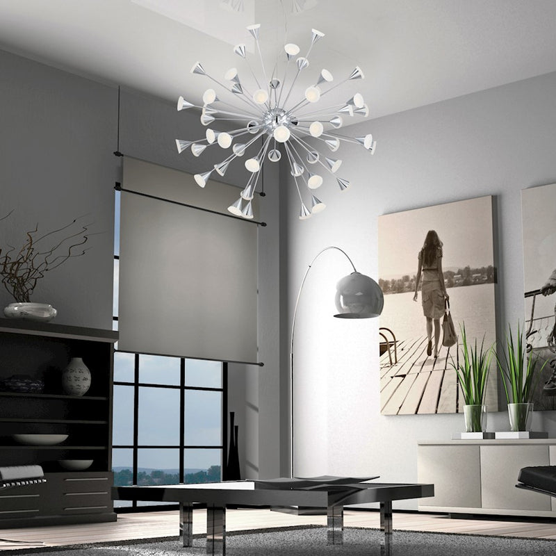 Eurofase Esplo 48-Light LED Chandelier, Chrome/Frosted